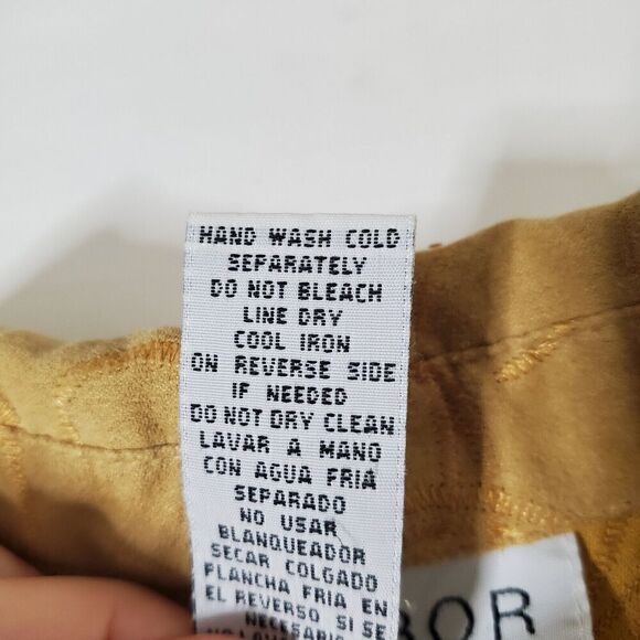 VTG Sag Harbor Faux Suede Button Shirt Size 14P Golden Yellow Embroidered Womens - Picture 11 of 11